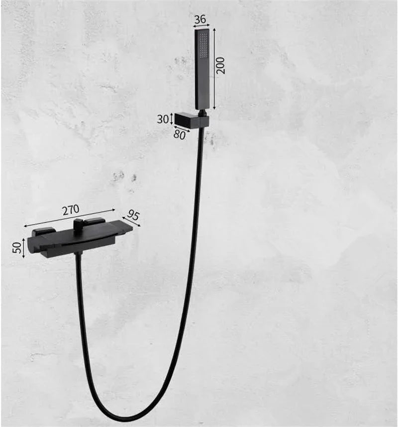 Afralia™ Rose Gold Bathtub Shower Mixer Set with Handheld Waterfall Tap