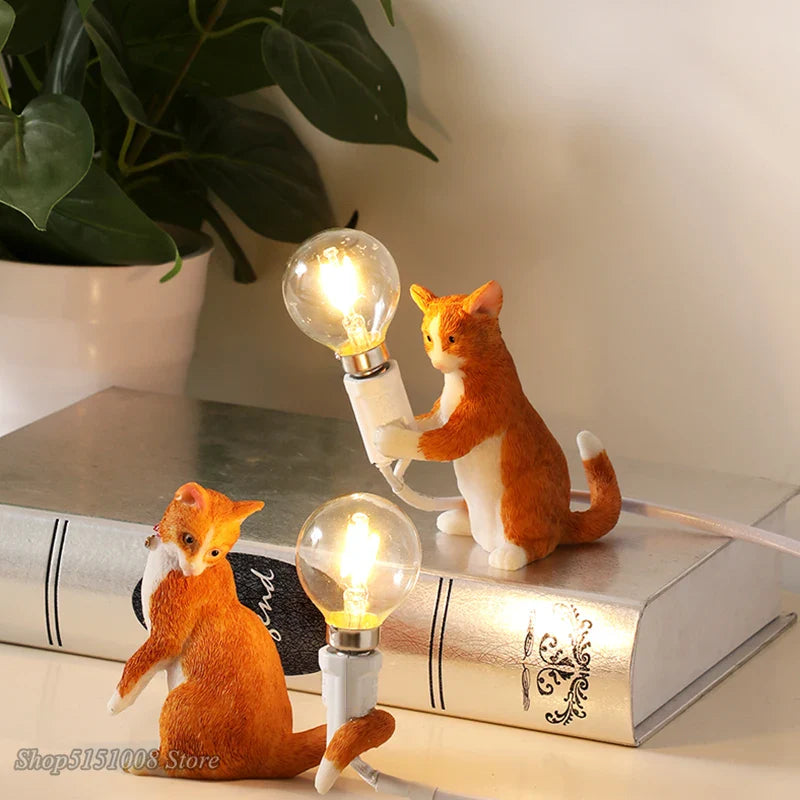 Afralia™ Cat Resin Table Lamp for Children's Bedroom and Home Decor