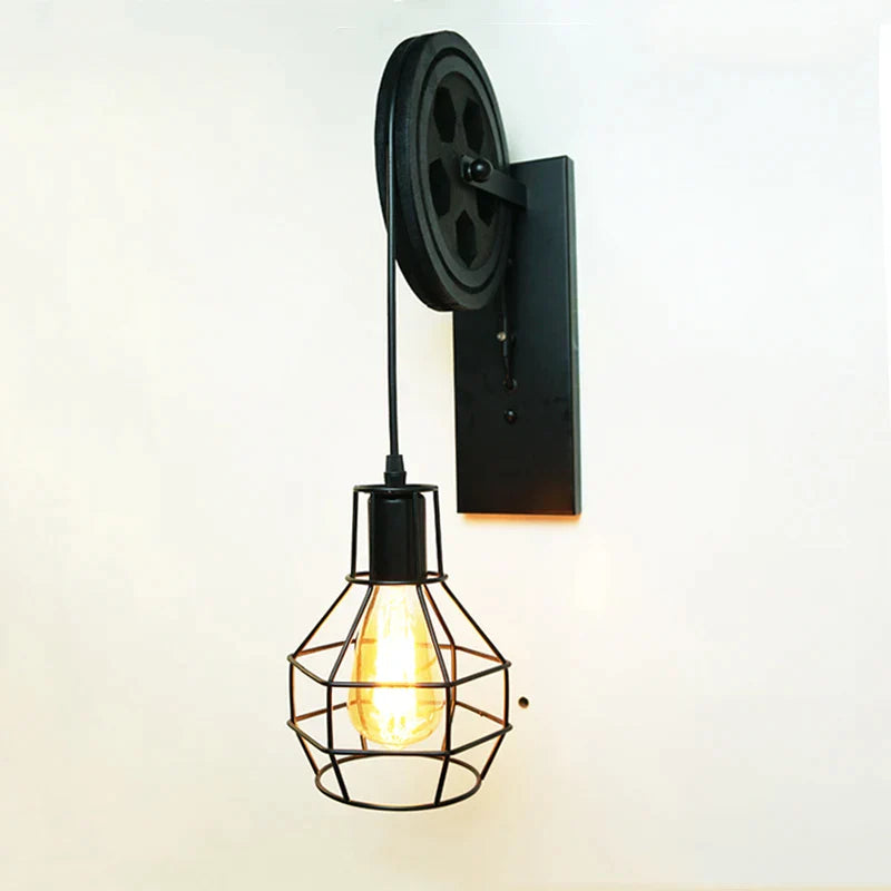 Afralia™ Vintage Industrial Wall Sconce Flexible Loft Lifting Wall Lamp retro e27 Bulb