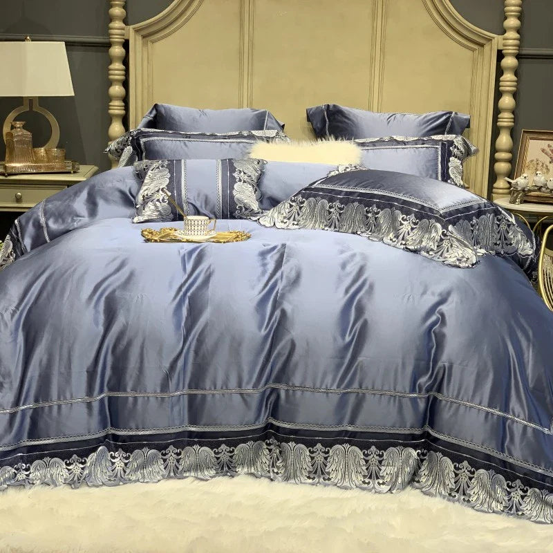 Afralia™ Luxury Lace Embroidery Bedding Set, 1000TC Egyptian Cotton, Princess Wedding Theme