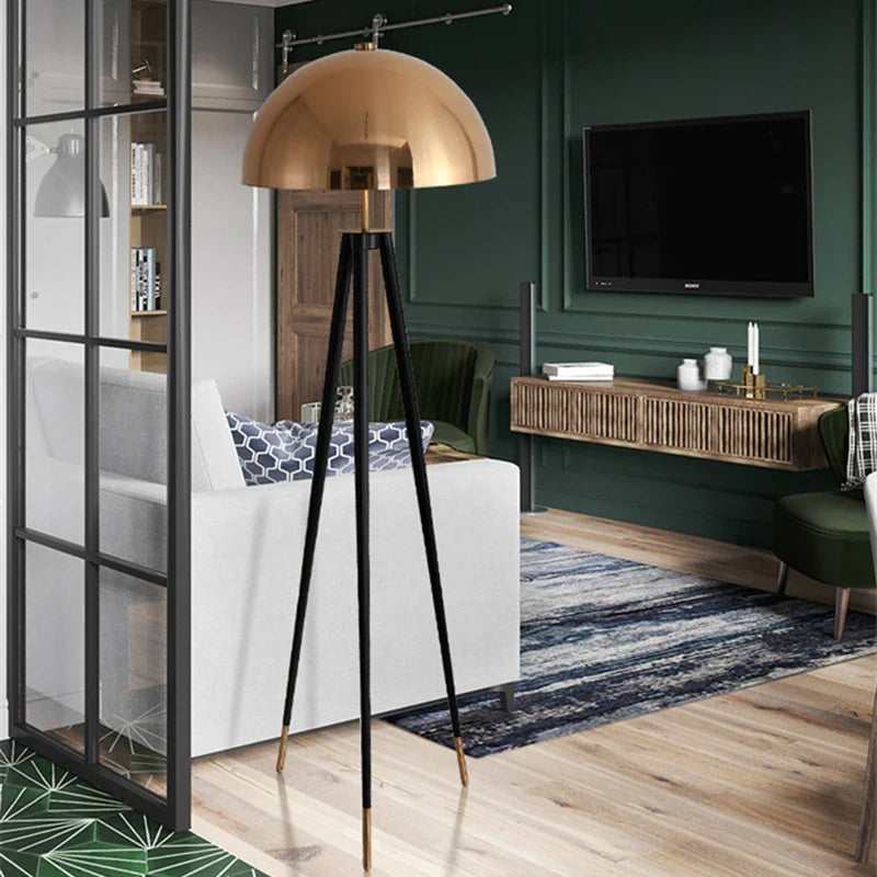 Afralia™ Coyote Gold Tripod Floor Lamp for Home Decor in Living Room or Bedroom
