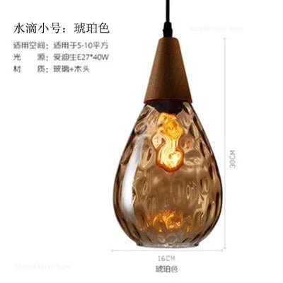 Afralia™ Nordic Water Grain Glass Pendant Lights for Living Room, Kitchen, Restaurant, Bar - Retro Simple Hanging Lamps