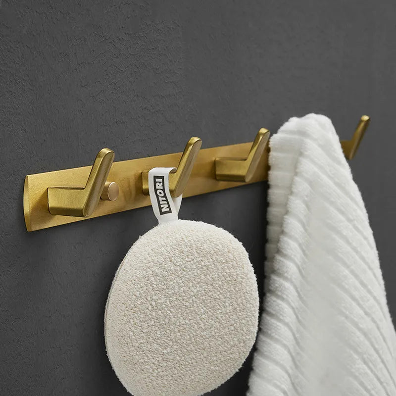 Afralia™ Brushed Gold Aluminum Robe Hooks Set for Bathroom and Kitchen
