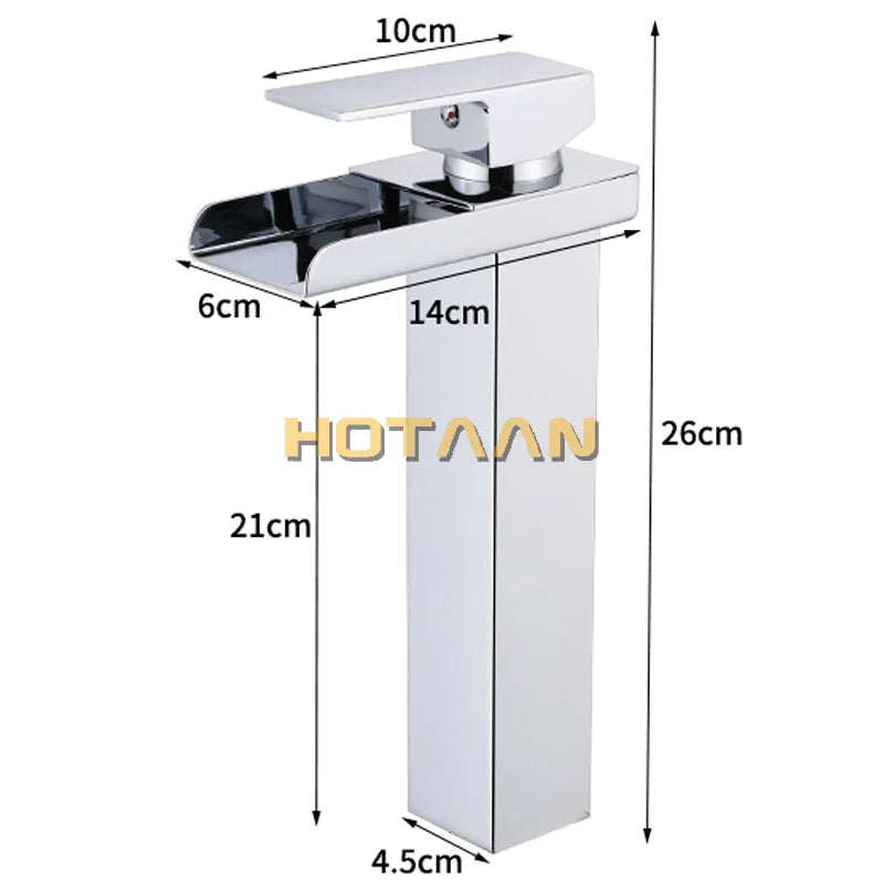 Afralia™ Waterfall Brass Basin Faucet Single Lever Single Hole Bathroom Mixer Chrome Tap