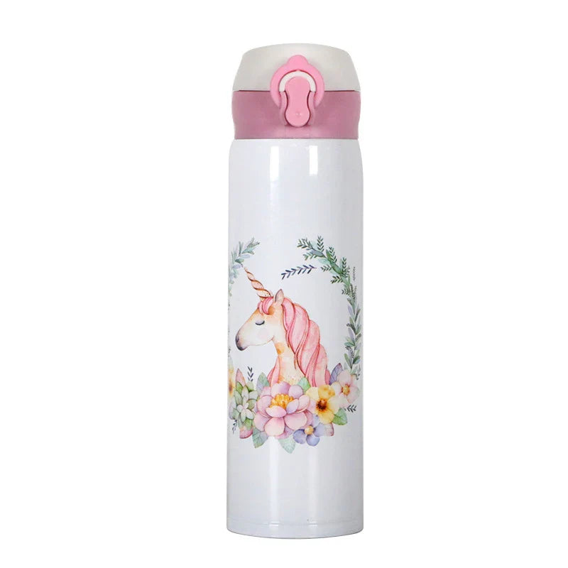 Afralia™ Unicorn Stainless Steel Vacuum Flask: Bouncing Lid Insulated Water Bottle