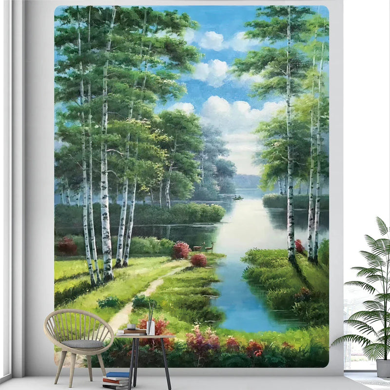 Afralia™ Nordic Forest Lighthouse Tapestry: Bohemian Bedroom Wall Decor