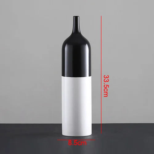 Afralia™ Modern Black White Striped Ceramic Vase Geometric Art Deco Home Decor