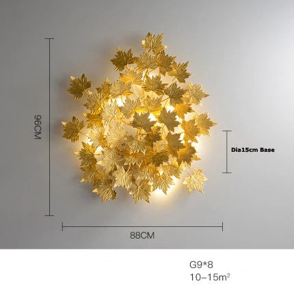 Afralia™ LED Golden Maple Leaves Wall Sconce for Bedroom and Corridor