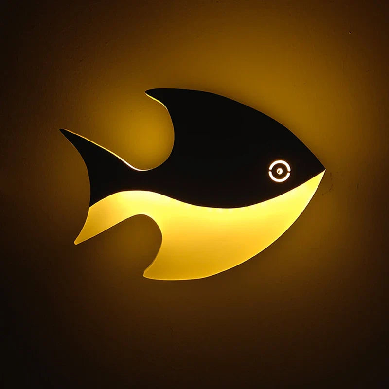Afralia™ LED Fish Shape Wall Lamp Modern Creative Acrylic Decor for Indoor Spaces