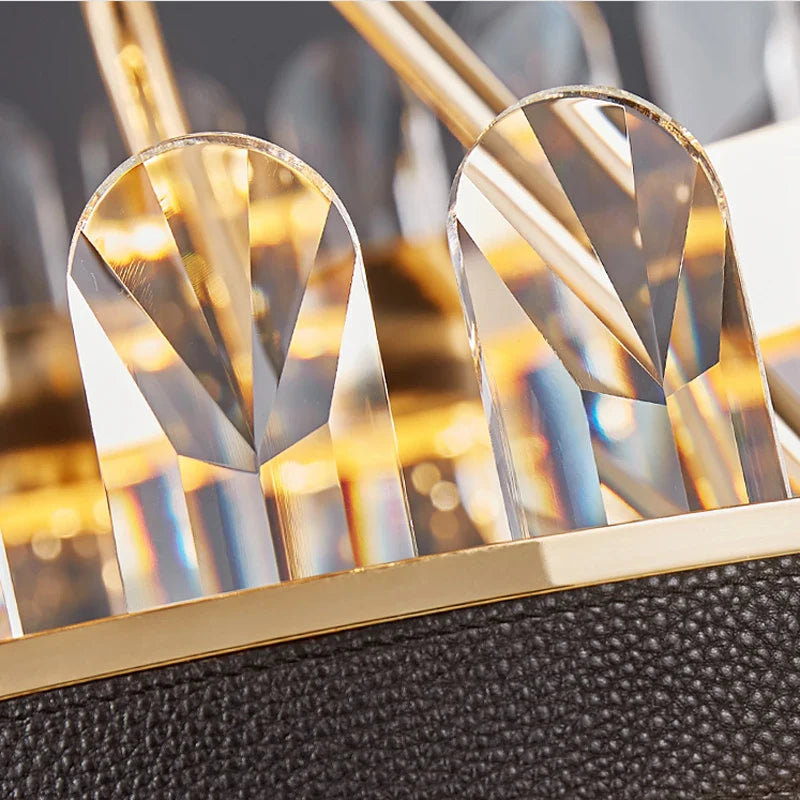 Afralia™ Gold Stainless Steel Crystal Chandelier for Dinning Room