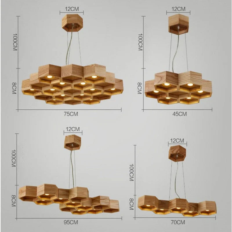 Afralia™ Nordic Beehive Chandelier: Solid Wood LED Decor for Dining Room & Bar