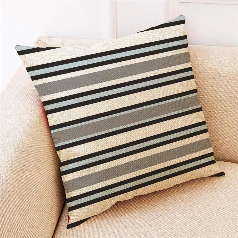 Geometric Pattern Printed Throw Pillow - Modern Brief Soft Cushion by Afralia™