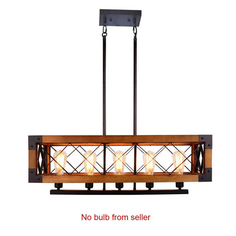 Afralia™ Wood Chandelier: Industrial Lighting Fixture for Living Room, Restaurant, Dining Room