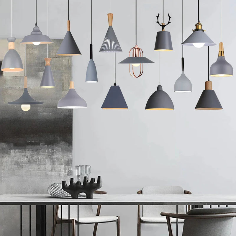 Afralia™ Industrial Gray Pendant Light with LED for Living Room, Foyer - Modern Luminaire