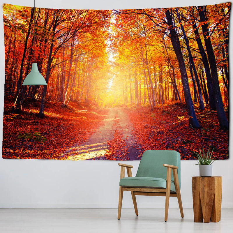 Afralia™ Sunlit Forest Tapestry Wall Hanging, Bohemian Home Decor & Bedspread