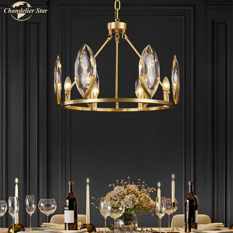 Afralia™ Crystal Chandelier LED Lighting Fixture for Luxurious Living Spaces