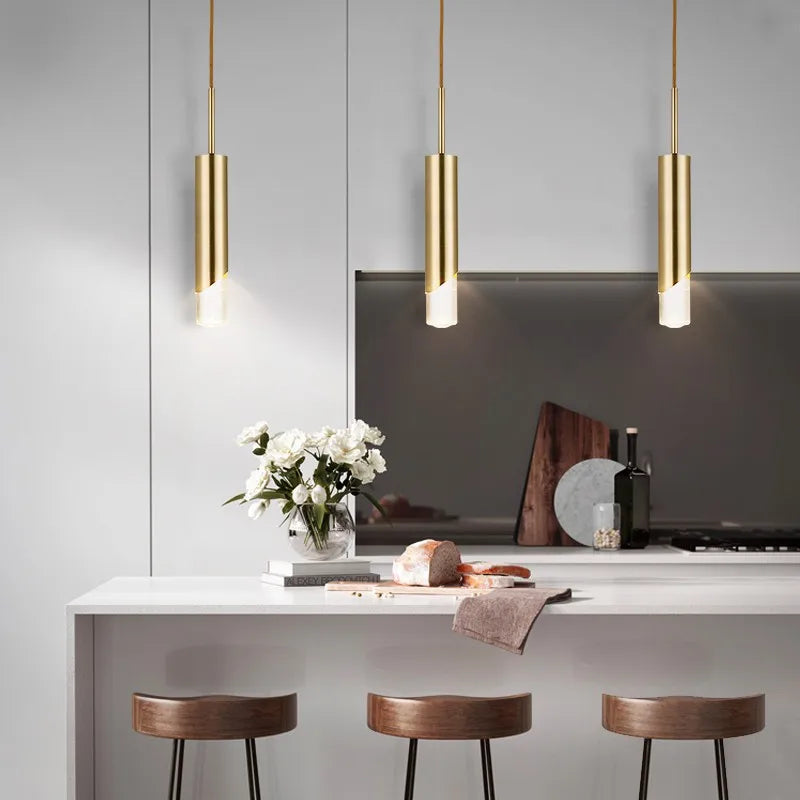 Afralia™ Gold LED Pendant Light: Modern Nordic Minimalist Hanging Lamp for Home, Restaurant, Bar