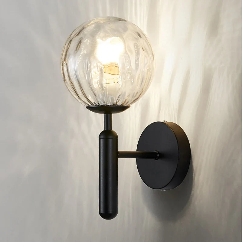 Afralia™ Nordic Glass Ball LED Wall Lamp for Bedroom, Bathroom, Stair - Modern Light Fixtures