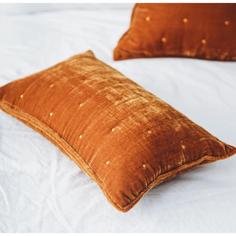 Afralia™ Luxury Brocade Velvet Cushion Covers in Caramel Dark Green