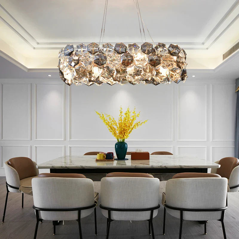 Afralia™ Crystal Wrought Iron Chandelier: Creative Dining & Living Room Suspension Light