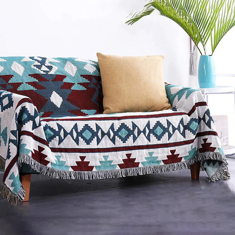 Afralia™ Geometric Tassel Sofa Cover - Bohemian Style Blanket Dust Cover