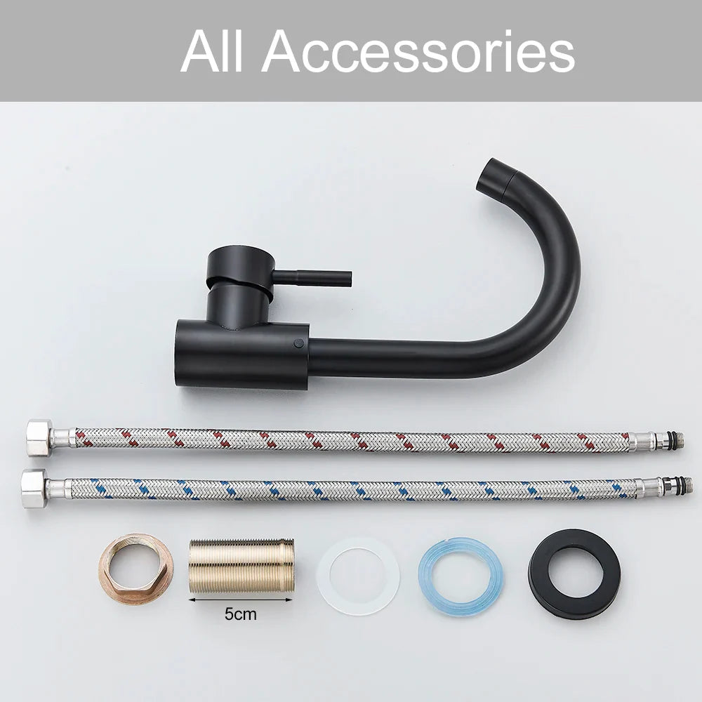 Afralia™ Matte Black Brass Basin Faucet Single Handle Hot Cold Mixer Tap