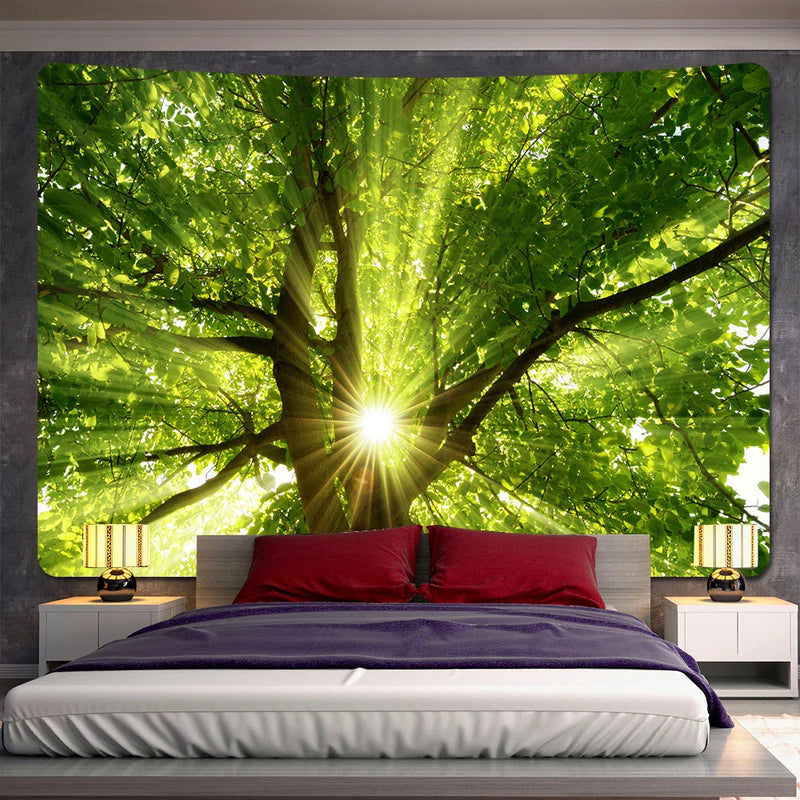 Afralia™ Forest Home Decor Tapestry Hippie Bohemian Wall Hanging - Large Size Skyline Sheets