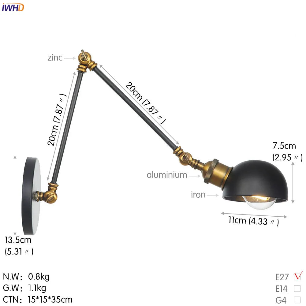 Afralia™ Swing Arm Industrial Wall Sconce Vintage Home Lighting White Retrouxe