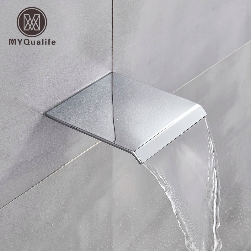 Afralia™ Waterfall Bathtub Faucet in Chrome/Gold/Black Finish, Single Handle Basin Nozzle