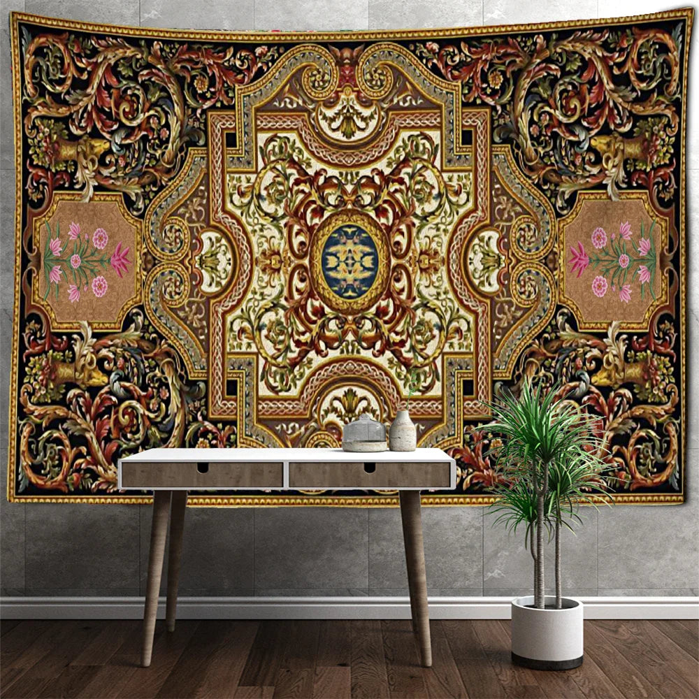 Afralia™ Persian Mandala Printed Blanket Tapestry for Retro Home Decor