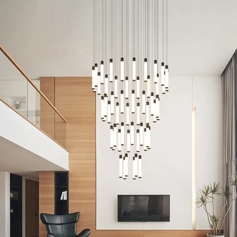 Afralia™ European Style Long Chandelier Stair Lamp for Duplex Apartment and Villa