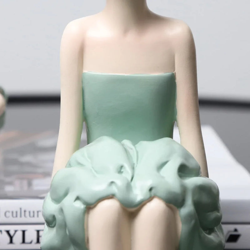 Afralia™ Bowknot Girl Figurine: Modern Nordic Character Sculpture with Storage Box