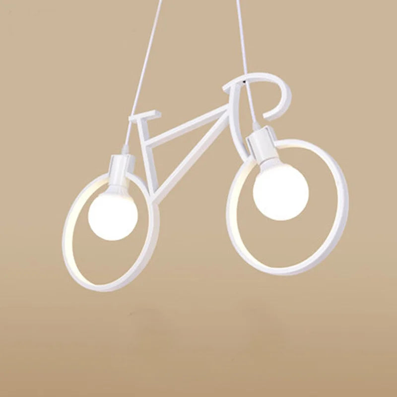 Afralia™ Iron Bicycle Chandelier: Vintage White Black LOFT Lighting for Bedroom Living Room