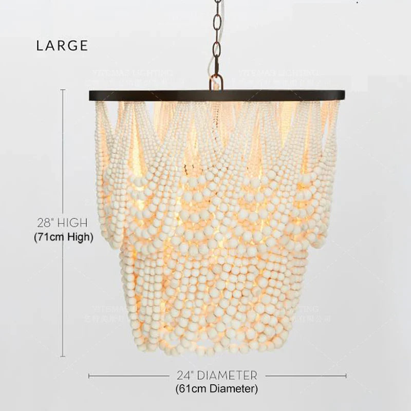 Afralia™ Black Wood Beaded Pendant Chandelier - Antique Nordic Lighting for Foyer, Dining, Bedroom