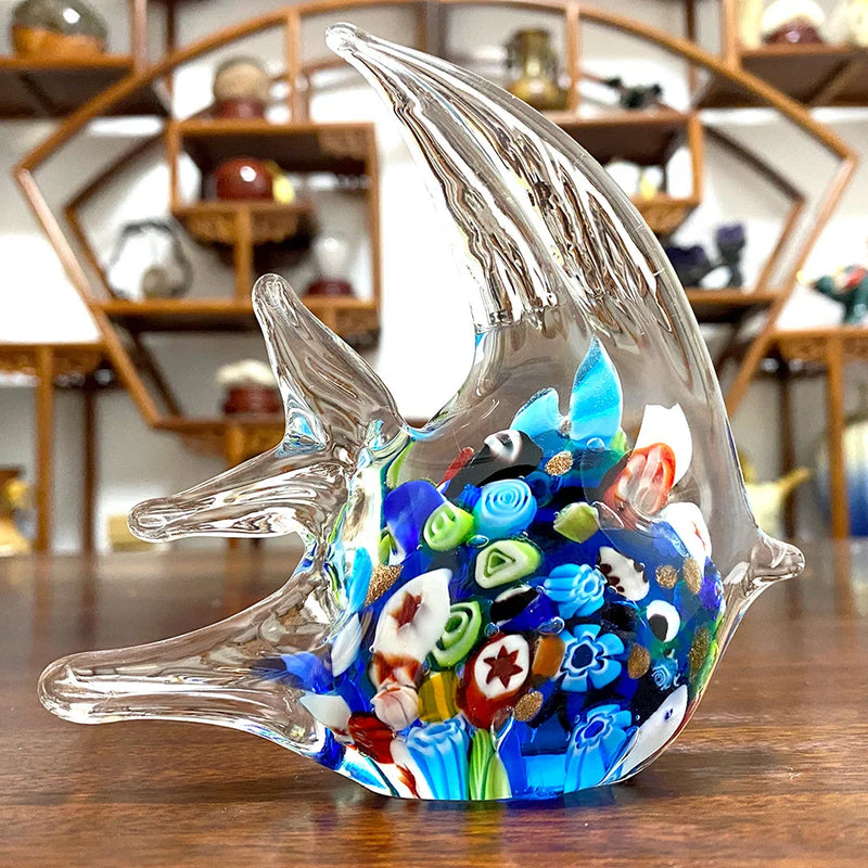 Afralia™ Glass Tropical Fish Figurines: Vivid Colors, Modern Sculpture for Home Décor