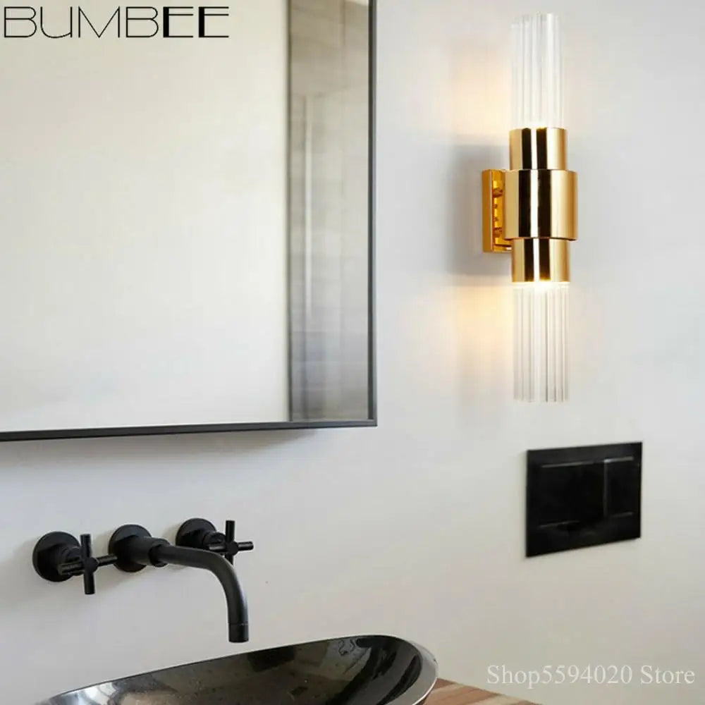 Afralia™ Iron Glass Lamps: Modern Nordic Wall Sconce Light Fixture for Living Room, Bedroom, Stairway