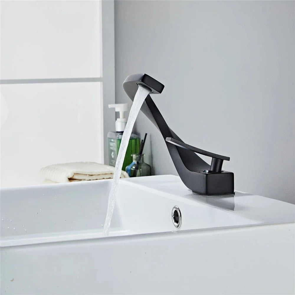 Afralia™ Modern Basin Faucet: Black, Gold, Nickel, Chrome Mixer Tap for Bathroom Sink