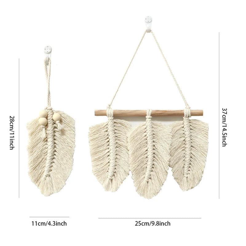 Macrame Feather Wall Hanging by Afralia™ for Home Decoration in Nursery, Kids Room, Living Room