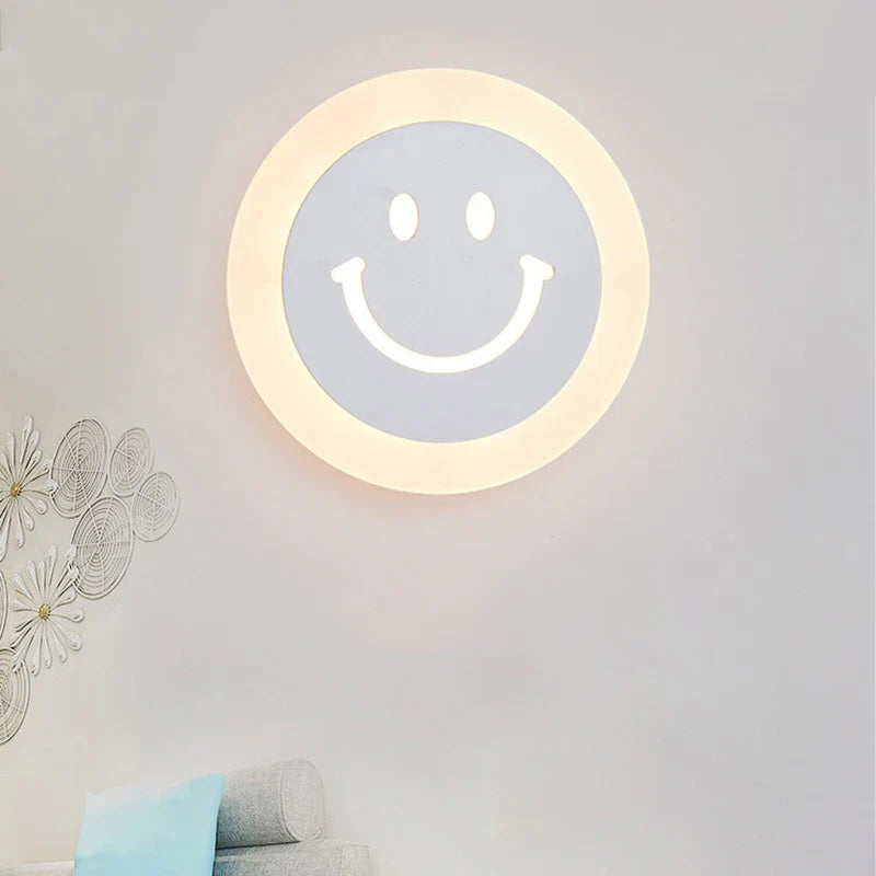 Afralia™ Smiley LED Wall Lamp for Bedroom Living Room Hotel Acrylic Sconces