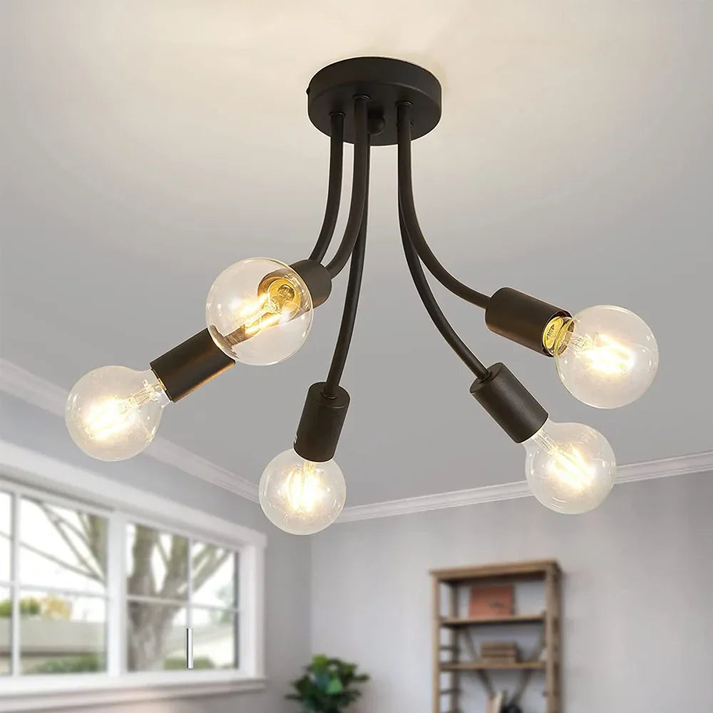 Afralia™ Modern Rod Iron Sputnik Chandelier Vintage Ceiling Lamp for Home Lighting