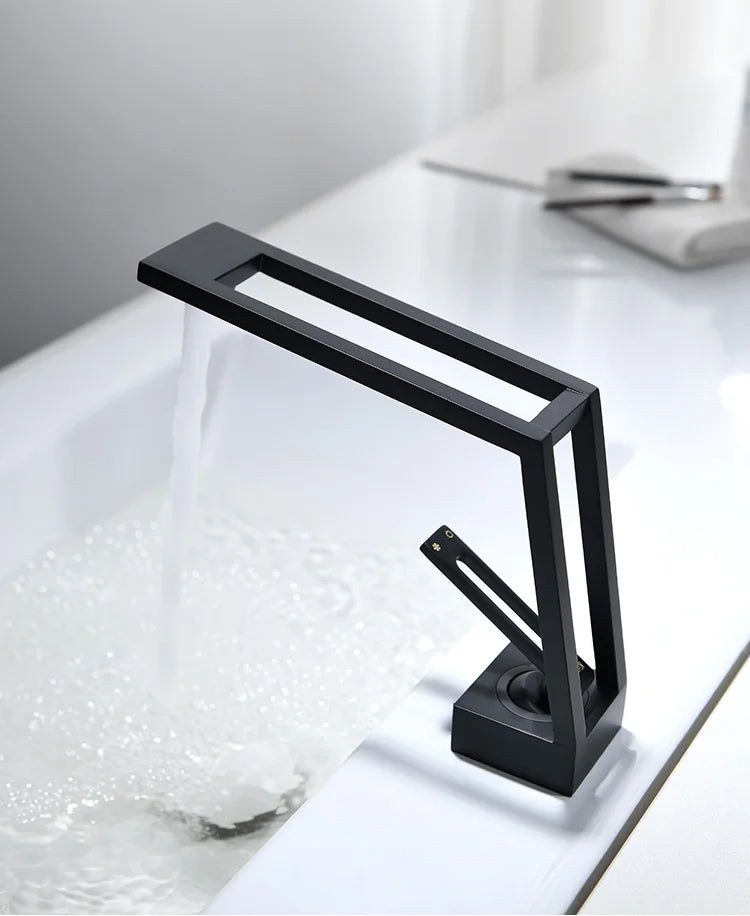 Afralia™ Black Brass Basin Faucet Mixer with Single Handle Deck Mount