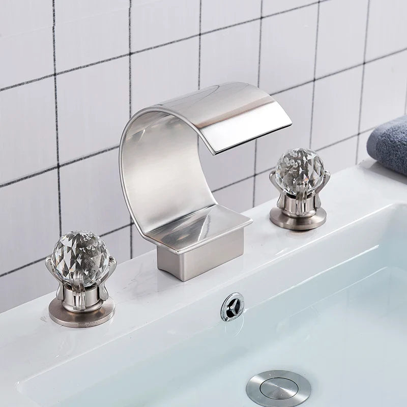 Afralia™ Gold Waterfall Double Handle Bathroom Basin Faucet