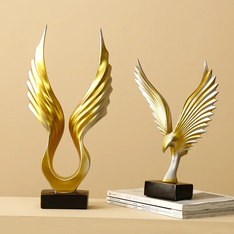 Afralia™ Angel Wings Sculpture: Nordic Modern Abstract Resin Home Decor Artware