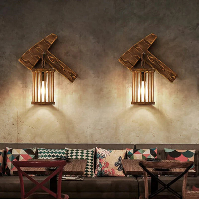 Afralia™ Wood Light Bar Sconce | Retro Industrial Style for Restaurant Aisle and Bedside