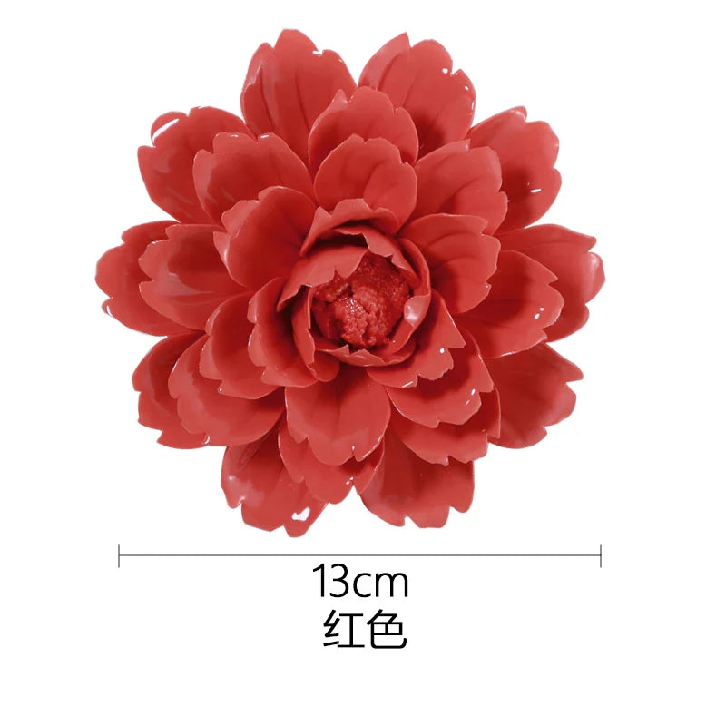 Afralia™ Ceramic Peony Wall Hanging Decoration - Handmade 3D Relief Craft