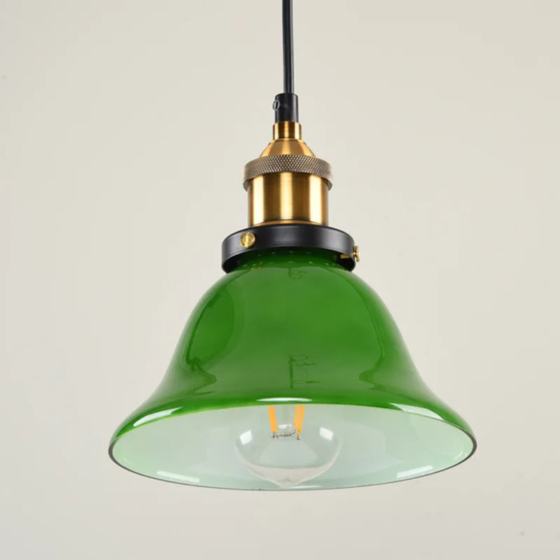 Afralia™ Green Glass Art Pendant Lamp: Nostalgic Industrial Style for Restaurant, Bar, and Coffee Shop