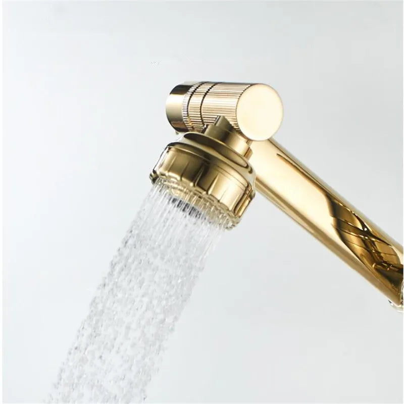Afralia™ Gold Multifunction Bathroom Sink Faucet Hot Cold Water Mixer Deck Mounted