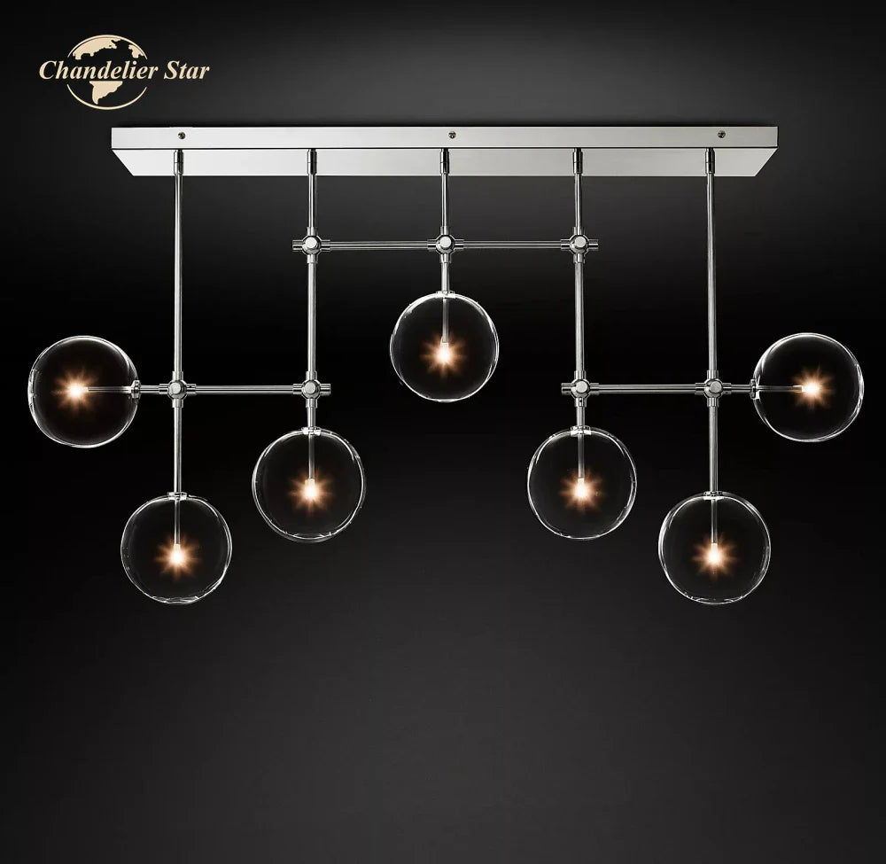 Afralia™ Farmhouse Clear Glass Linear Chandelier - Rustic Chic Pendant Lighting for Dining Room