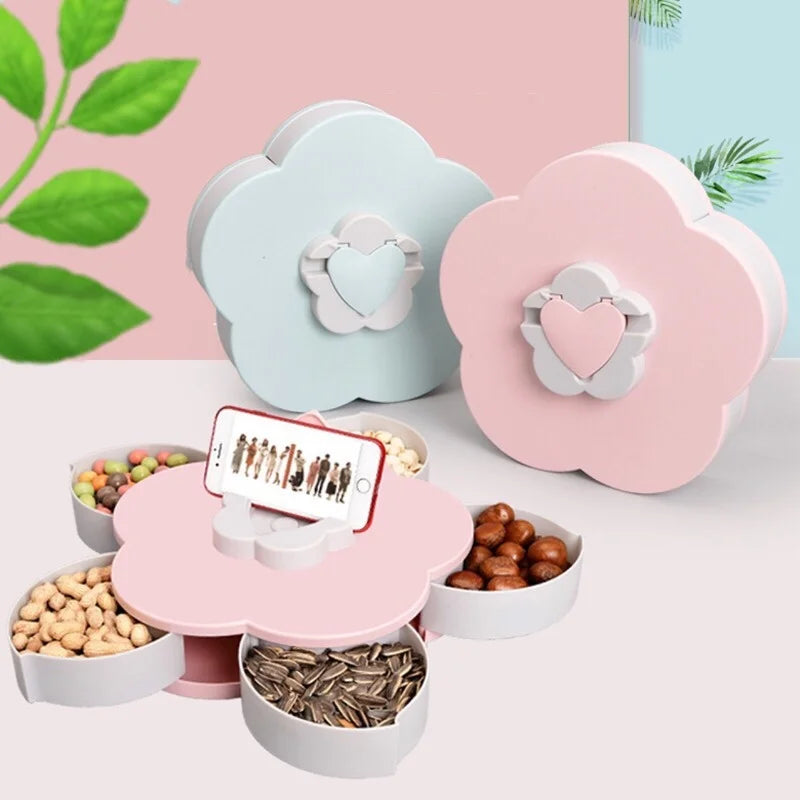 Afralia™ Rotating Petal Candy Box Snack Tray Nut Storage Organizer