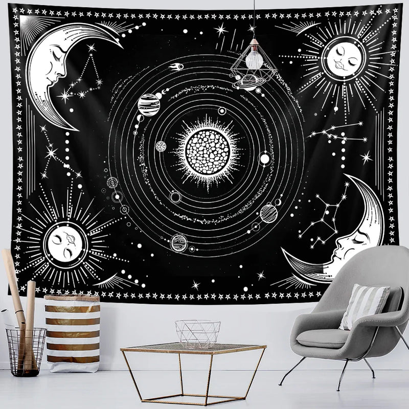 Afralia™ Sun & Moon Tapestry: Bohemian Hippie Yoga Mat Wall Decor